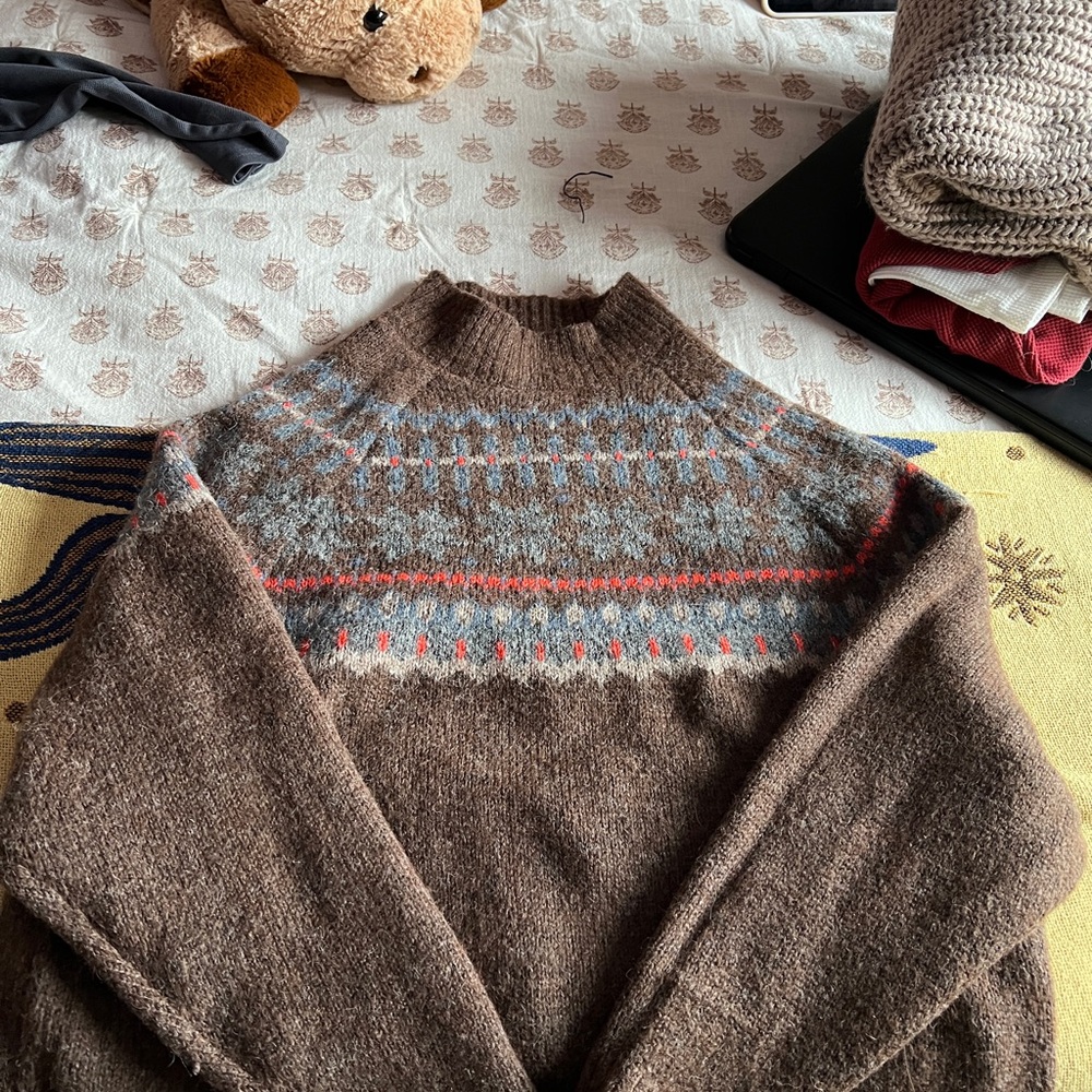 Cozy Brown Fair Isle Sweater